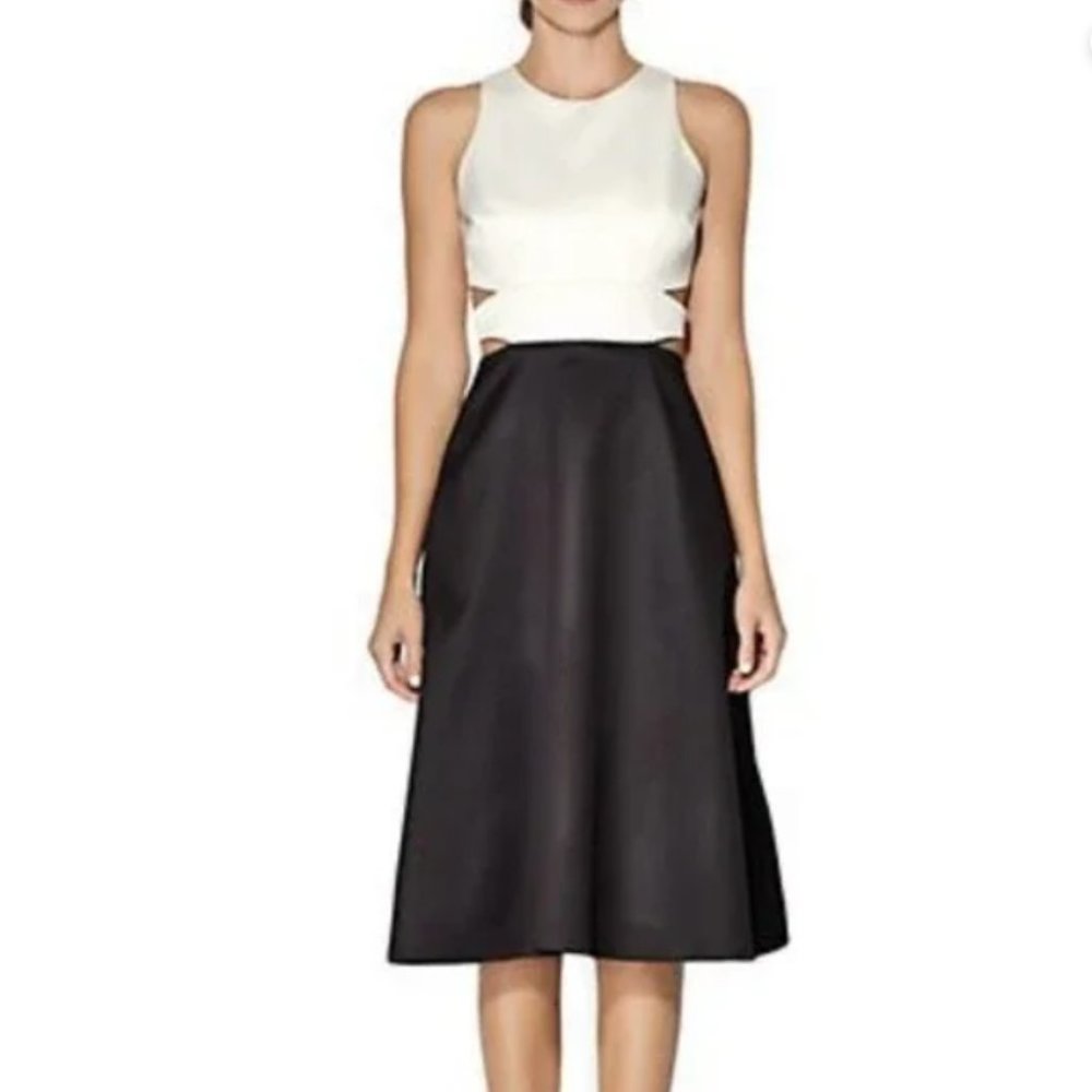 Cynthia Rowley Cutout White & Black Midi Dress - Size 6